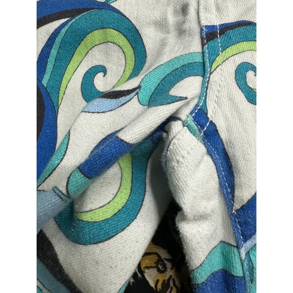 Boston Proper Denim Pants Women 10 Abstract Geometric Retro High Waisted White - Picture 9 of 9